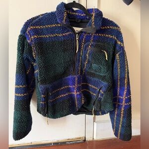 The North Face Sherpa Fleece Jacket in Green, Blue & Gold Plaid